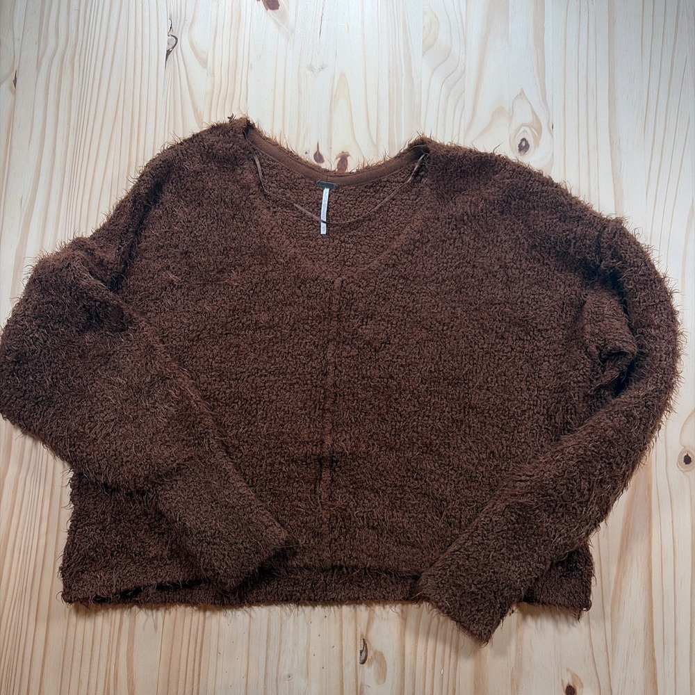 Free People Icing V Neck Pullover in Mocha Java Rust Size XS Sweater Fall